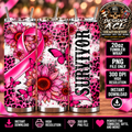 Survivor Pink Ribbon Sunflower Butterfly Breast Cancer Awareness 20oz Tumbler Wrap PNG