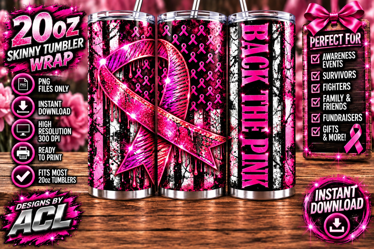 Back the Pink pink breast cancer ribbons survivor fighter breast cancer awareness tumbler mockup