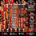 Firefighter flame axe rescue American flag 20oz skinny tumbler mockup