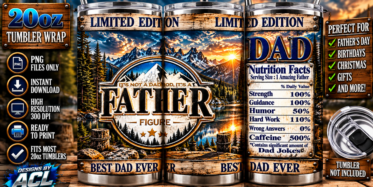 Limited edition father figure mountains lake Best Dad Ever tumbler mockup