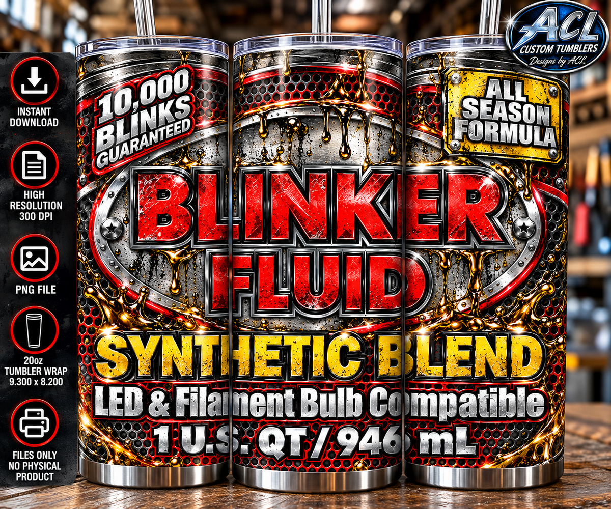 Blinker Fluid Synthetic Blend product tumbler mockup