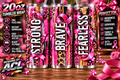 Strong Brave Fearless breast cancer awareness pink leopard print ribbon 20oz skinny tumbler mockup