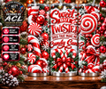 Sweet But Twisted candy cane Christmas holiday 20oz skinny tumbler wrap three-view mockup