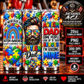 Autism Dad 20oz Tumbler Wrap PNG, Autism Awareness Sublimation Design, Puzzle Piece Dad, Rainbow Autism Support, Digital Download