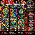 Autism Awareness 20oz Tumbler Wrap PNG, Rainbow Infinity Puzzle Pieces, Autism Acceptance Sublimation Design, Digital Download