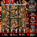 Camo 20oz Tumbler Wrap PNG, Realistic Hunting Camouflage Sublimation Design, Tree Bark Oak Leaves, Digital Download