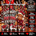 Funny Christmas Highland Cow Tumbler Wrap PNG, Silent Night Not With This Fucking Family, 20oz Skinny Sublimation Design