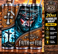Faith Over Fear Jesus Crown of Thorns Christian 20oz Skinny Tumbler Wrap PNG